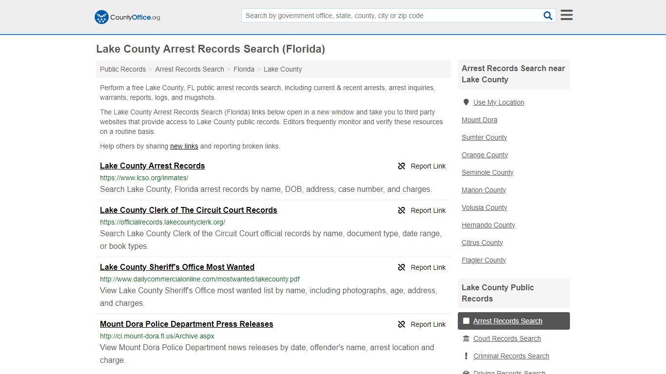 Arrest Records Search - Lake County, FL (Arrests & Mugshots)