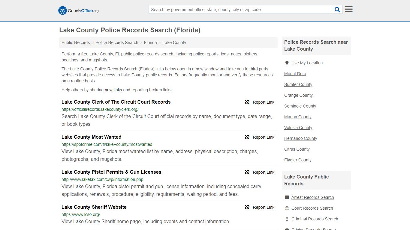 Police Records Search - Lake County, FL (Accidents & Arrest Records)