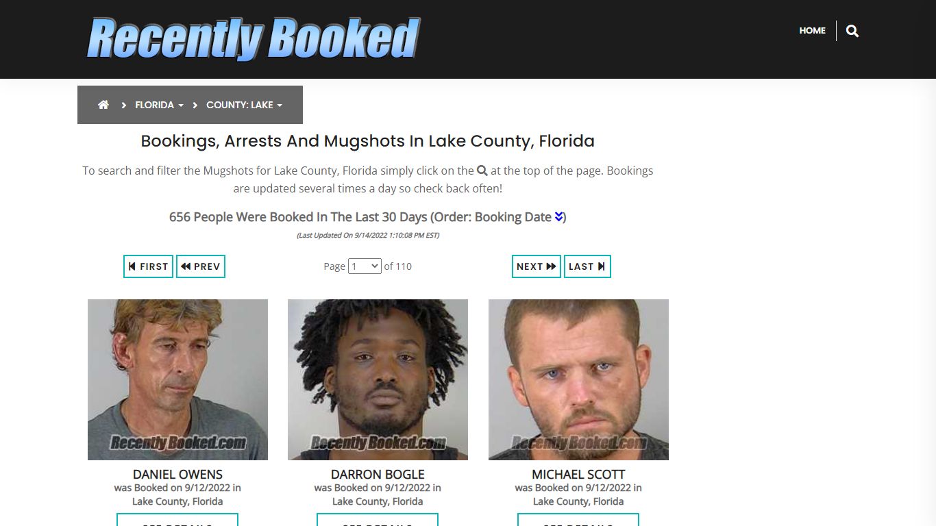 Recent bookings, Arrests, Mugshots in Lake County, Florida